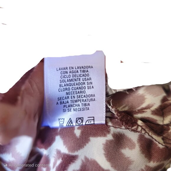 Covington Animal Print Zip Front Blouse Brown Taupe and Cream M (10-12) - Picture 8 of 9